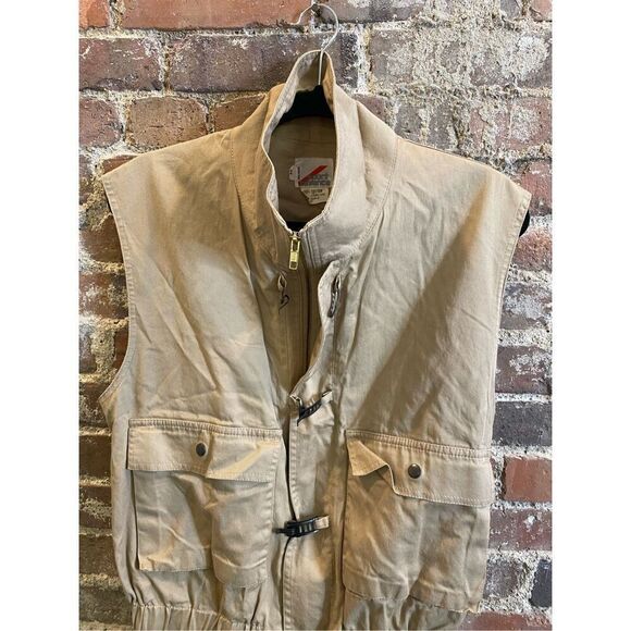 Vintage Sport Essence Cargo Utility Vest Tan double breast pocket, cinched waist - Picture 6 of 8